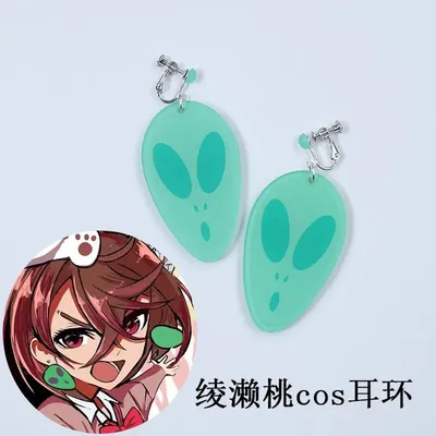 Ayase Momo Earrings Dandadan Cosplay Alien Blue Long Earrings Clip Momo Ayase Costume Props Party