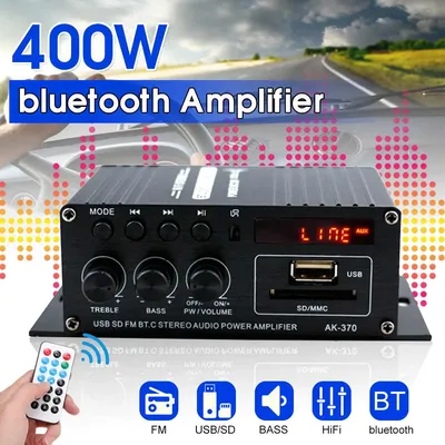 400W 2*200W Stereo Hifi Car Home Subwoofer car audio car Amplifier Amp Sound Speaker bluetooth EDR