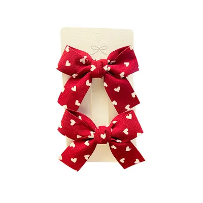 2PC New Princess Red Bow Girl Hairpins Lovely Children Headwear Hairgrips Hair Clips Barrettes