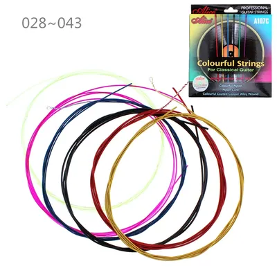 6pcs/set Guitar Strings A107C Colorful Nylon Coated String Set for Classical Guitar 028 - 043 Inch