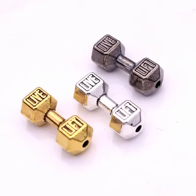 Sweet Bell 20pcs 8*20mm Three color Barbell Dumbbell Spacer Beads Charms fit Diy Beaded Fitness