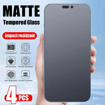 4pcs Matte Tempered Glass For iIPhone 16 Plus 16e 15 Pro Max 14 13 Pro 12 11 Mini XS XR X