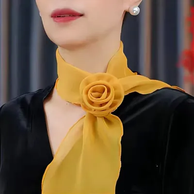 Floral Chiffon Solid Color Scarf Summer Fashion Women's Head Neck Square Scarf Shawls Female Hair