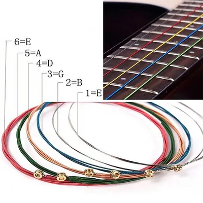 Multi Color Acoustic Guitar Strings 6Pcs/Set Rainbow Colorful Guitar Strings E-A For Acoustic Folk