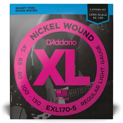 45-130 Bass Guitar Strings XL Nickel Bass Strings EXL170-5 Perfect Pitch Feel Durability - For 5