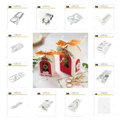 New Bookish Holiday Post Box Frames Cutting Dies Scripted Holiday Sentiments Clear Stamps DIY