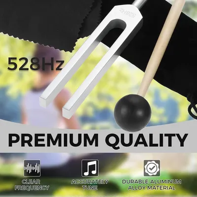 Miwayer Tuning Fork 528 Hz with Silicone Hammer and Cleaning Cloth Perfect Healing Musical