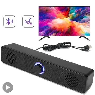 Soundbar Computer PC TV Laptop Desktop Wired Wireless Bluetooth Speaker Sound Box Bar Music Portable