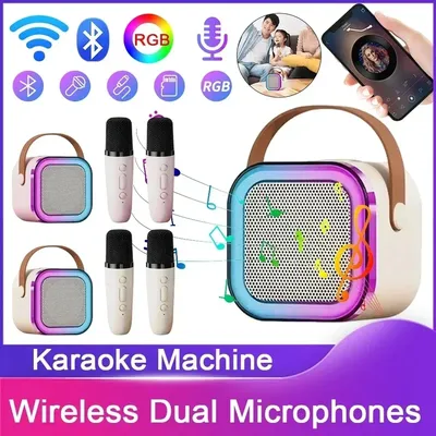 Bluetooth K12 Karaoke Machine Portable 5.3 PA Speaker System with 2 Wireless Microphones Home Family