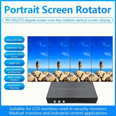 HDMI Video Image Screen Rotator 90Degrees 180/270 Degrees Rotation for HDMI 1 Input 4 Output One-key Rotatior Processor 1080P