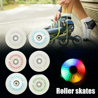 4pcs Outdoors Skate Wheels Pu Wheels Flash Inline Led Lighting Skating Wheels For Free Skate Sliding Roller Skating Shoes
