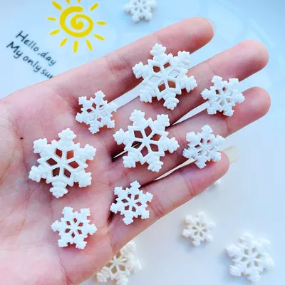 10 Pcs New Mini Kawaii Cartoon Snowflake Resin Flat Back Cabochons Scrapbook Diy Party Hairpin