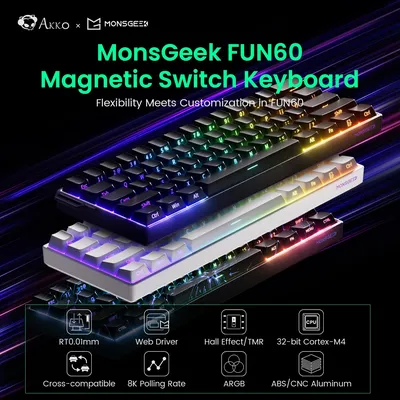 Akko MonsGeek FUN60 Mechanical Keyboard Magnetic Switch 60% Gaming Keyboards Rapid Trigger 0.01mm 8K