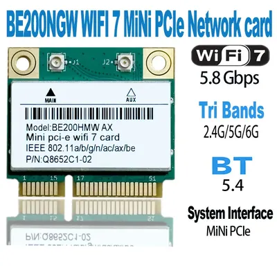 WiFi 7 BE200 Card BE200HMW mini pcie For Bluetooth 5.4 Tri Band 2.4G/5G/6GHz Wireless Network