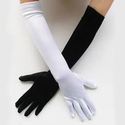 White Black Long Gloves Halloween Cosplay Costumes Accessory Polyester 52CM Demon Ghost Death Devil