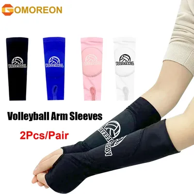 Kids/Adults Volleyball Arm Sleeves Passing Hitting Forearm Sleeves with Protection Pads and Thumb