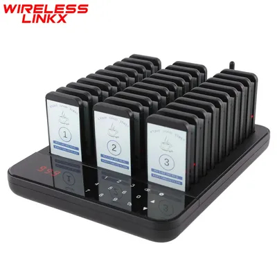 Wirelesslinkx Wireless Restaurant Pager System Waterproof Queue Paging Calling System 30 Buzzers