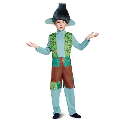 Child Kids Trolls Branch Costume Cosplay for Boys with Wig Halloween Purim Carnival Party Fantasia