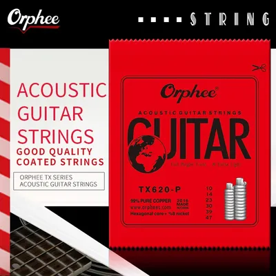 Orphee TX620-P Acoustic Guitar Strings Medium Carbon Steel Hexagonal Core Red Copper Wound Guitarra