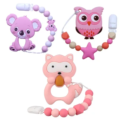 Joepada Baby Teething Necklace lovely Koala Owl Horse Cookies Baby Teether Molar Toy Gift Raccoon