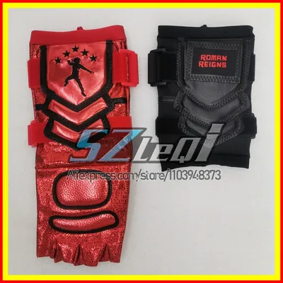 Premium Red Gold Motorcycle Gloves Set For Roman Reigns With Sponge Gloves Weight Lifting Wrestling