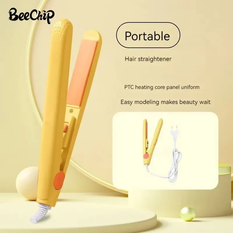 Mini Hair Straightener Clipboard Small Power Plug Curling Hair Straight Hair Girls Air Bangs Portable Hair Straightener