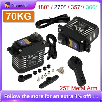 70Kg Digital YP3270BLS RC Servo 180/270/360/357 Degree Brushless Motor IP68 Steel Gear Servos 25T