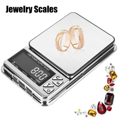 High Precision Electronic Scale 500g/100g Digital LCD Count USB Charging Stainless Pocket Kitchen
