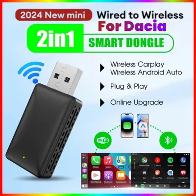 Wireless Carplay Adapter Android Auto WiFi Fast Connect Smart Dongle 2in1 For Dacia Sandero Sandero