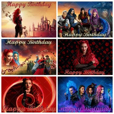 Disney Descendants: The Rise of Red Theme Photography Backdrop Custom Boys Girls Birthday Party