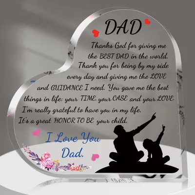 1PC Acrylic Heart Shape Plaque Birthday Gifts For Dad Thank You Dad Keepsake Paperweight for