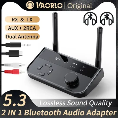 2 In 1 Bluetooth 5.3 Audio Receiver Transmitter 3.5mm Aux Jack RCA Stereo Music Wireless Adapter