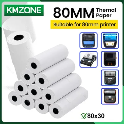 Thermal Paper for All 80mm Receipt Printer 80x40mm/80x30mm White Bill Rolls Inkless Pos PDA Paper