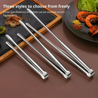 1Pc 304 Stainless Steel Barbecue Clip Grill Tongs Meat Cooking Utensils BBQ Baking Silver Kitchen