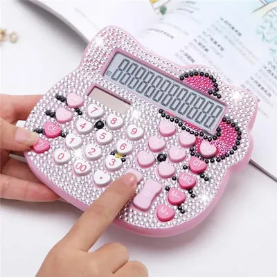 Sanrio Solar Energy Calculator Hello Kitty Diamond Student Bow Tie Heart Button Accounting Creative