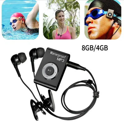 8/4GB Stereo Music MP3 Walkman Portable Mini MP3 Player IPX8 Waterproof Rechargeable Polymer Battery