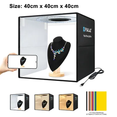 PULUZ 40cm Folding Portable Ring Light USB Photo Lighting Studio Shooting Tent Box with 6 x