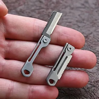 Stainless Steel Square Head Mini Folding Knife Sharp Easy To Carry Express Delivery Unpacking