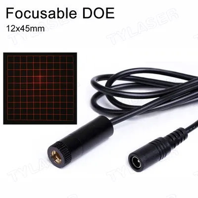 DOE 650nm Red Laser Diode D12X45mm Adjustable Focus 1mW-100mW Square 10x10 Grid with 42 Degree Fan