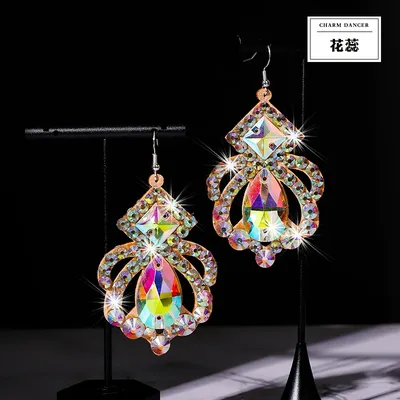 Belly Dance Earring Women Gypsy Jewelry Accessories Dancer Costume Dress Up Shine Rhinestone Double