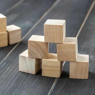 Unfinished Blank Mini DIY Wooden Square Blocks Wood Solid Cubes Woodwork Crafts Kids Toys Puzzle