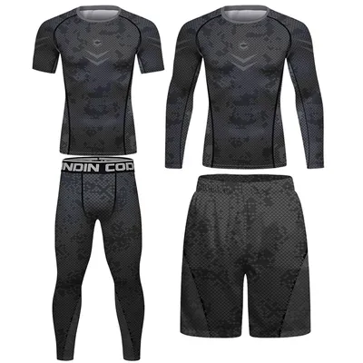 Boxing Training Set of four quick-drying Cross MMA Shorts Fight Wear Muay Thai Rashguard T-shirt Gym