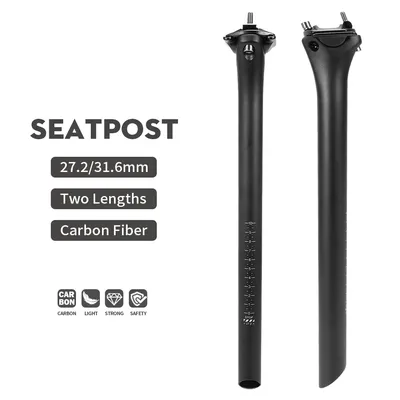 TOSEEK C70 No Logo Carbon Seatpost Light Weight 27.2/31.6mm Matte Black MTB Road Bike Seat Post Seat Tube Bicycle Parts
