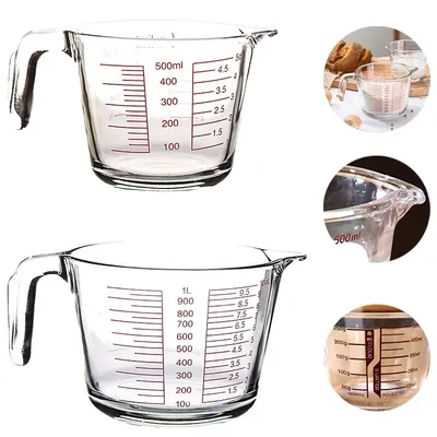 500/1000ml Measuring Glass Cup High Borosilicate Liquid Scale Measurement Microwave Oven Available