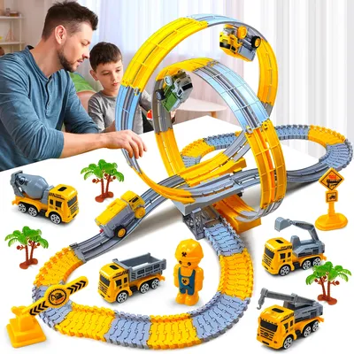 Children Electric Track Toy Car Engineering Minin Car Set Kids Puzzle Boy Toys Track Car