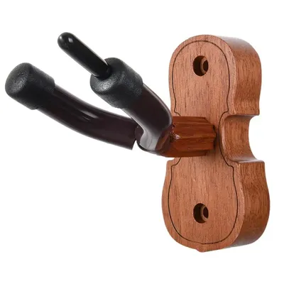 High Quality Wood Base Violin Hanger Hook Wall Mount with Bow Hook Violin/Viola Stand Non-slip