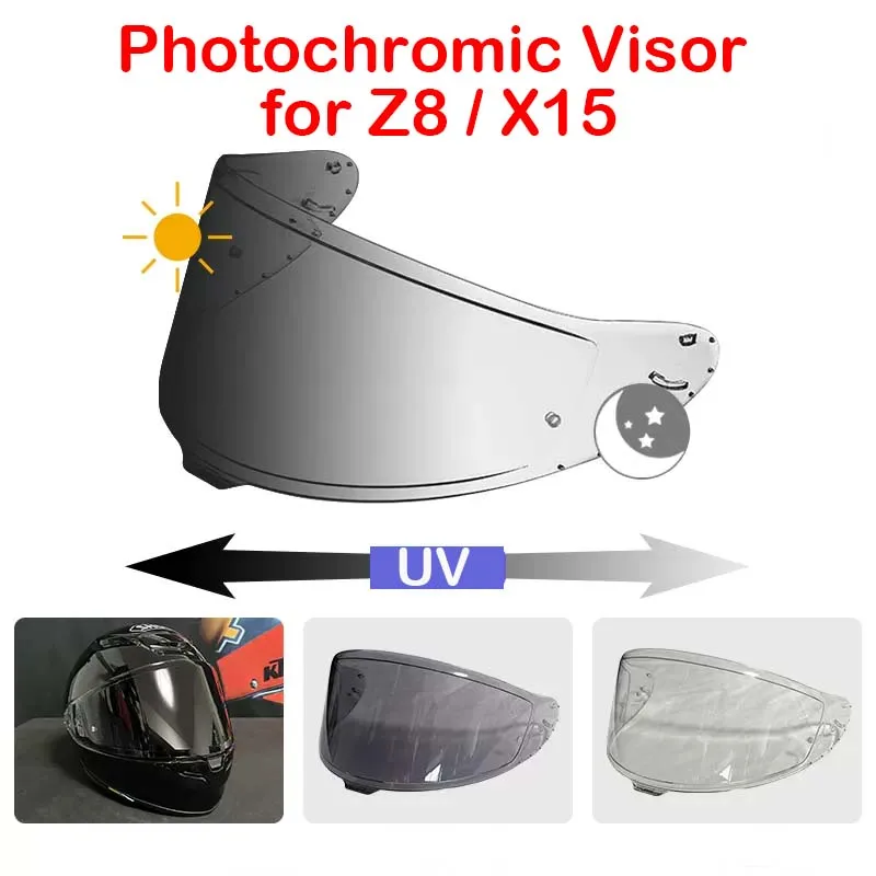 Photochromic Visor for SHOEI Z8 RF1400 RF-1400 NXR2 CWR-F2 CWR-F2R X15 X-Fifteen X-SPR Pro Autochromic Lenses Helmet Shield
