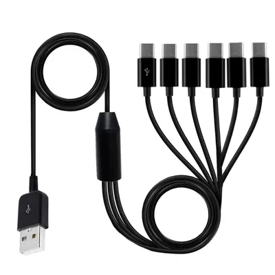 Usb 1 To 6 Charging Cable Usb-A to Tpye-C Splitter Adapter Charging and Data Cable Usb Charging