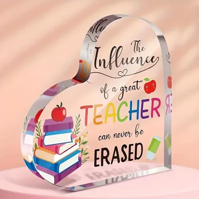 1pc,Thanks to Teacher Appreciation Present Heart Acrylic Keepsake and Paperweight Plaque from