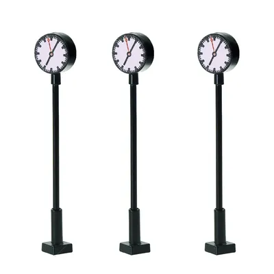 LQS62N 3pcs Model Railway N Scale lights 1:160 Lit Platform Clock Lamp 5.4cm Train Station Layout